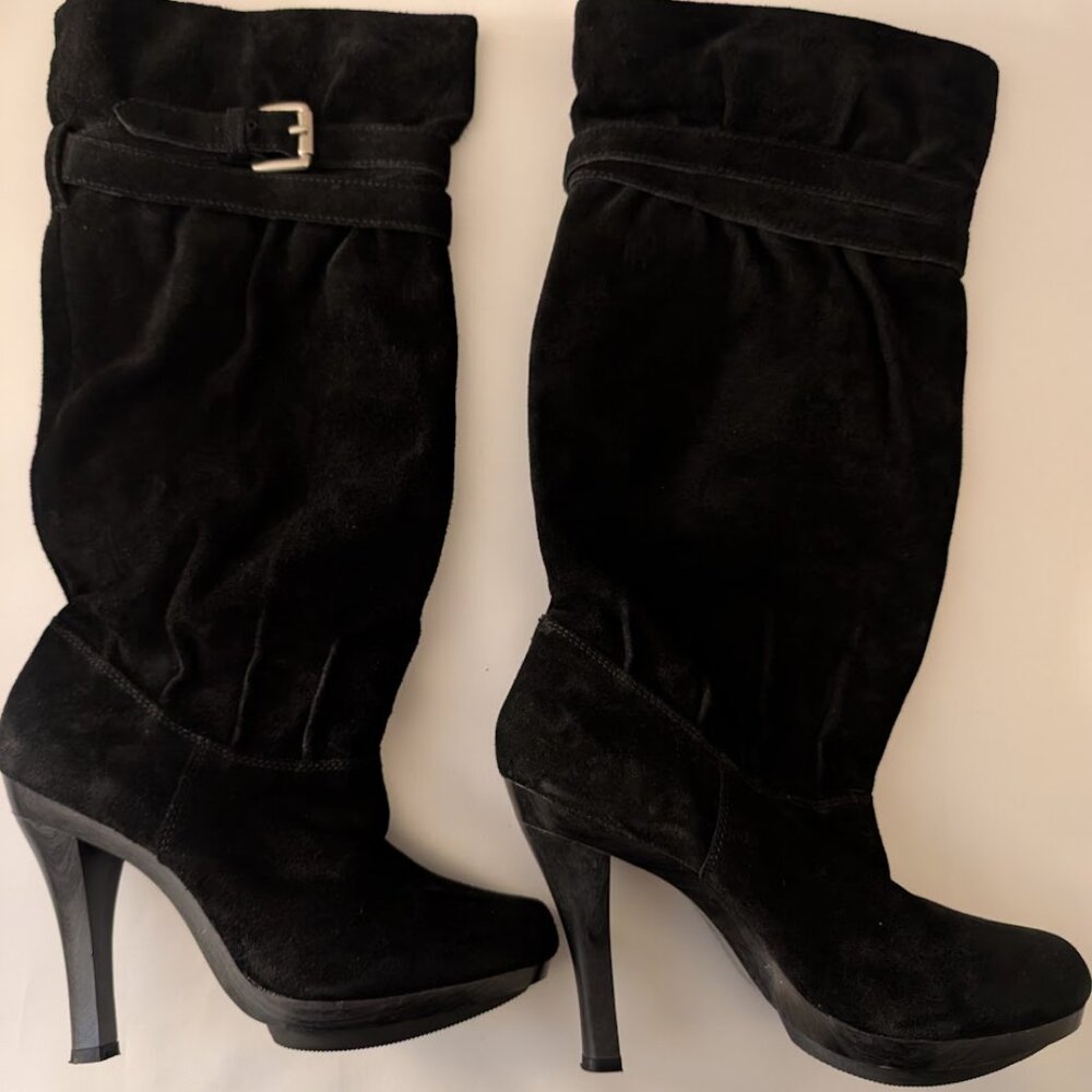 Michael Kors Womens Black Leather Suede Kincaid Slouch Boots Sz 6M